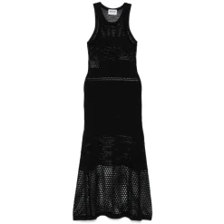 Abito lungo a rete con logo