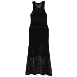 Abito lungo a rete con logo