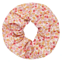 Abrikosfarvet scrunchie i Liberty-stof