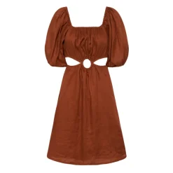 Almero Cut-Out Linen Mini Dress