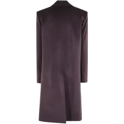 Aubergine Cashmere Overfrakke med Lommer