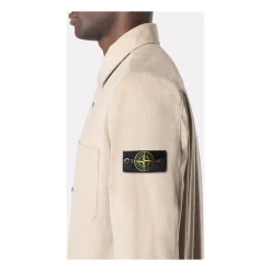 Beige Jakke med Påsyede Lommer