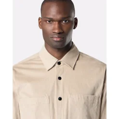 Beige Jakke med Påsyede Lommer