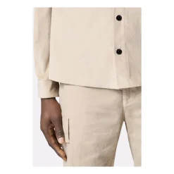 Beige Jakke med Påsyede Lommer