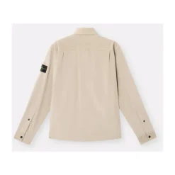 Beige Jakke med Påsyede Lommer