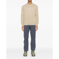 Beige Ribbed Crew Neck Sweater