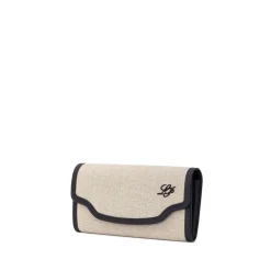 Beige Stof og Læder Pung