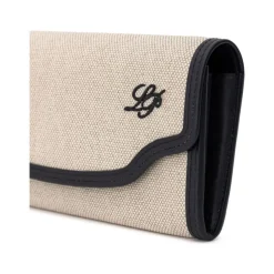 Beige Stof og Læder Pung