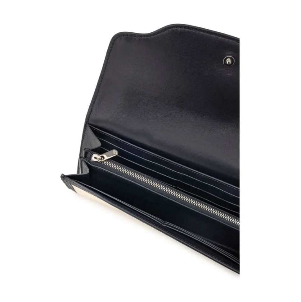 Beige Stof og Læder Pung