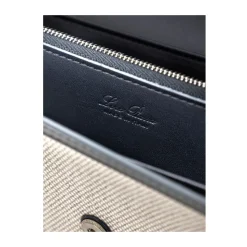 Beige Stof og Læder Pung