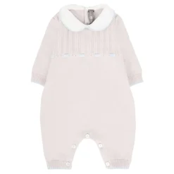 Beige uld heldragt med Peter Pan-krave