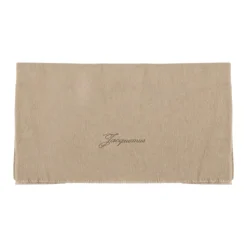 Beige Uld Kashmir Tørklæde med Frynser