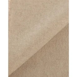 Beige Uld Kashmir Tørklæde med Frynser