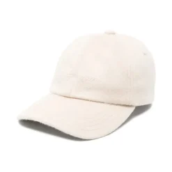 Beige Uldfilt Broderet Logo Hat