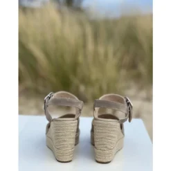 Åben-tå Kile Sandaler i Ruskind Læder