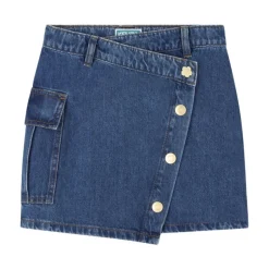 Blå Asymmetrisk Nederdel med Lomme