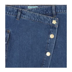 Blå Asymmetrisk Nederdel med Lomme