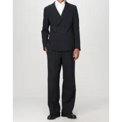 Blå Dobbeltradet Uld Stretch Kjole