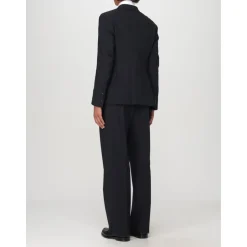 Blå Dobbeltradet Uld Stretch Kjole