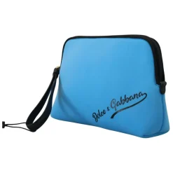 Blå Logo Print Håndtaske Leopard Print Toilettaske