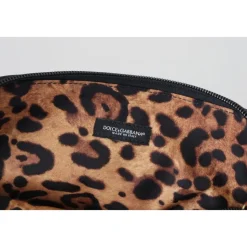 Blå Logo Print Håndtaske Leopard Print Toilettaske