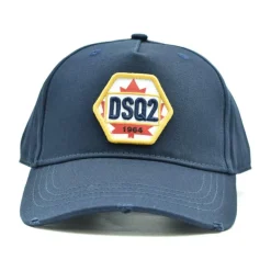 Blå Mønstret Bomulds Kasket