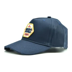 Blå Mønstret Bomulds Kasket