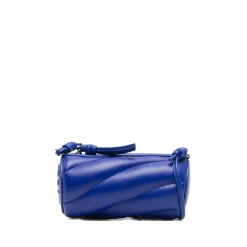 Blå Quiltet Læder Crossbody Taske