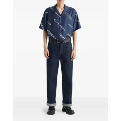 Blå Silke Hawaiiskjorte