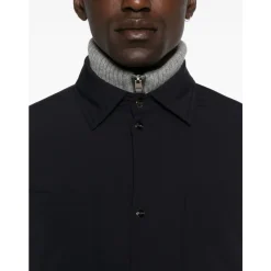 Blå Silke Nylon Jakke