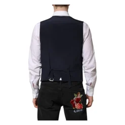 Blå Striber Uld Vestevest