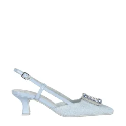 Blå Tweed Slingback med Krystaldetalje