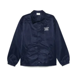 Blå vandafvisende vest med trykknaplukning