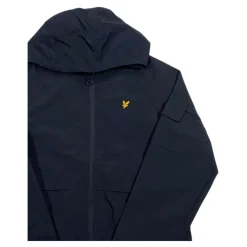 Blå vindtæt hættetrøje