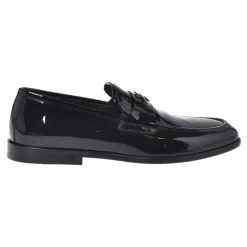 Black patent leather loafers