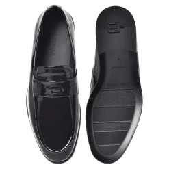 Black patent leather loafers