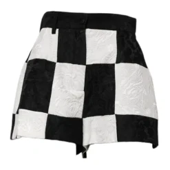 Blomstret Brokade High Waist Shorts