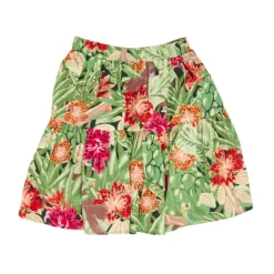 Blomstret Plisseret Mini Nederdel