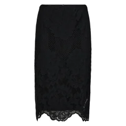 Blondekant Blyantskørt Sort