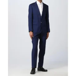 Blåt hørjakkesæt til mænd