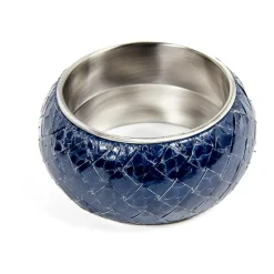 Blåt læder- og sølvarmbånd