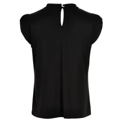 Bluse med flæsedetaljer i sort