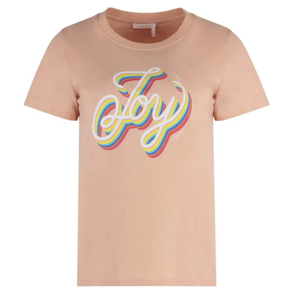 Bomuld T-shirt med Ribbed Krave