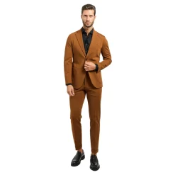 Brun enkeltknap jakkesæt med slank pasform