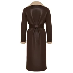 Brun Faux Reversible Shearling Lang Frakke