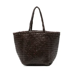 Brun Læder Basket Weave Håndtaske