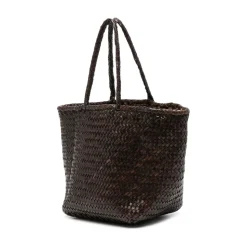 Brun Læder Basket Weave Håndtaske