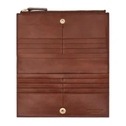 Brun læder horisontal tegnebog med mønt lomme