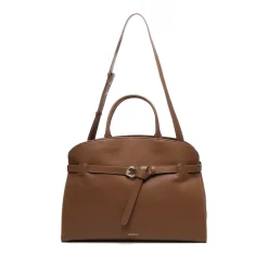 Brun Læder Skuldertaske med Magnetlukning