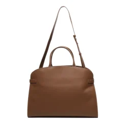 Brun Læder Skuldertaske med Magnetlukning